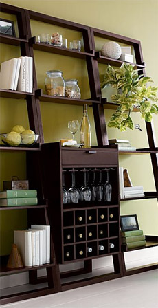 Sloane Leaning Wine Bar And Bookcase Set Gearculture