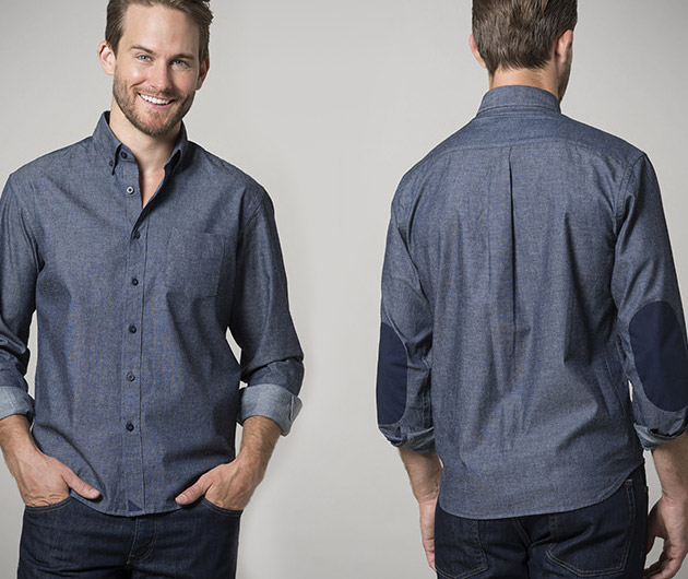 Untuckit Blue Chambray w/ Elbow Pads